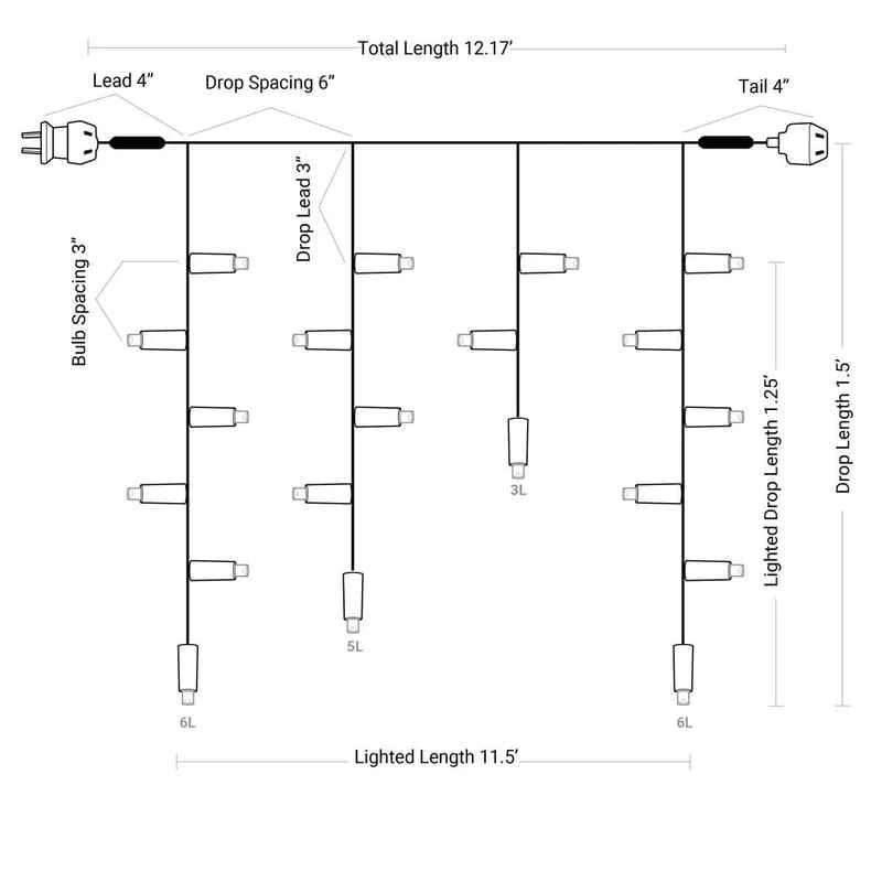 105L 5mm LED Icicle Light String, 3in Bulb Spacing - Image 3