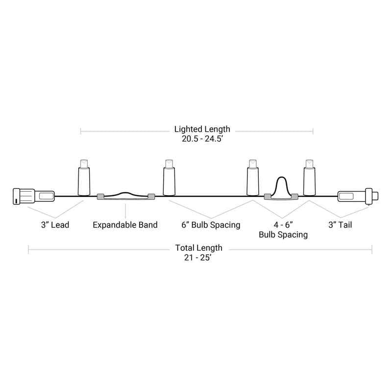 50L 7mm LED Expandable Light String, 4-6in Bulb Spacing - Image 4